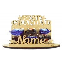 6mm Personalised 'Best Grandad' Plaque Shape Mini Chocolate Bar Holder on a Stand - Stand Options